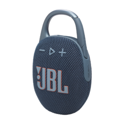 JBL Clip 5 Blue portable Bluetooth speaker three-quarter view