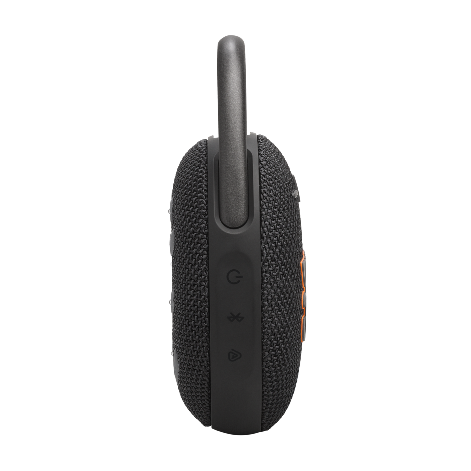 JBL Clip 5 Black portable Bluetooth speaker side view