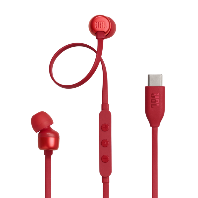 JBL Tune 310C USB-C Wired Earphones with Mic – Red