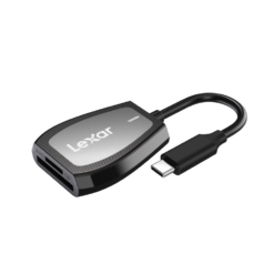 Lexar Professional USB-C Dual-Slot Reader side view with USB-C connector