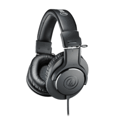 Audio-Technica ATH-M20x black monitor headphones three-quarter view