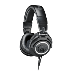 Audio-Technica ATH-M50x black studio headphones three-quarter view