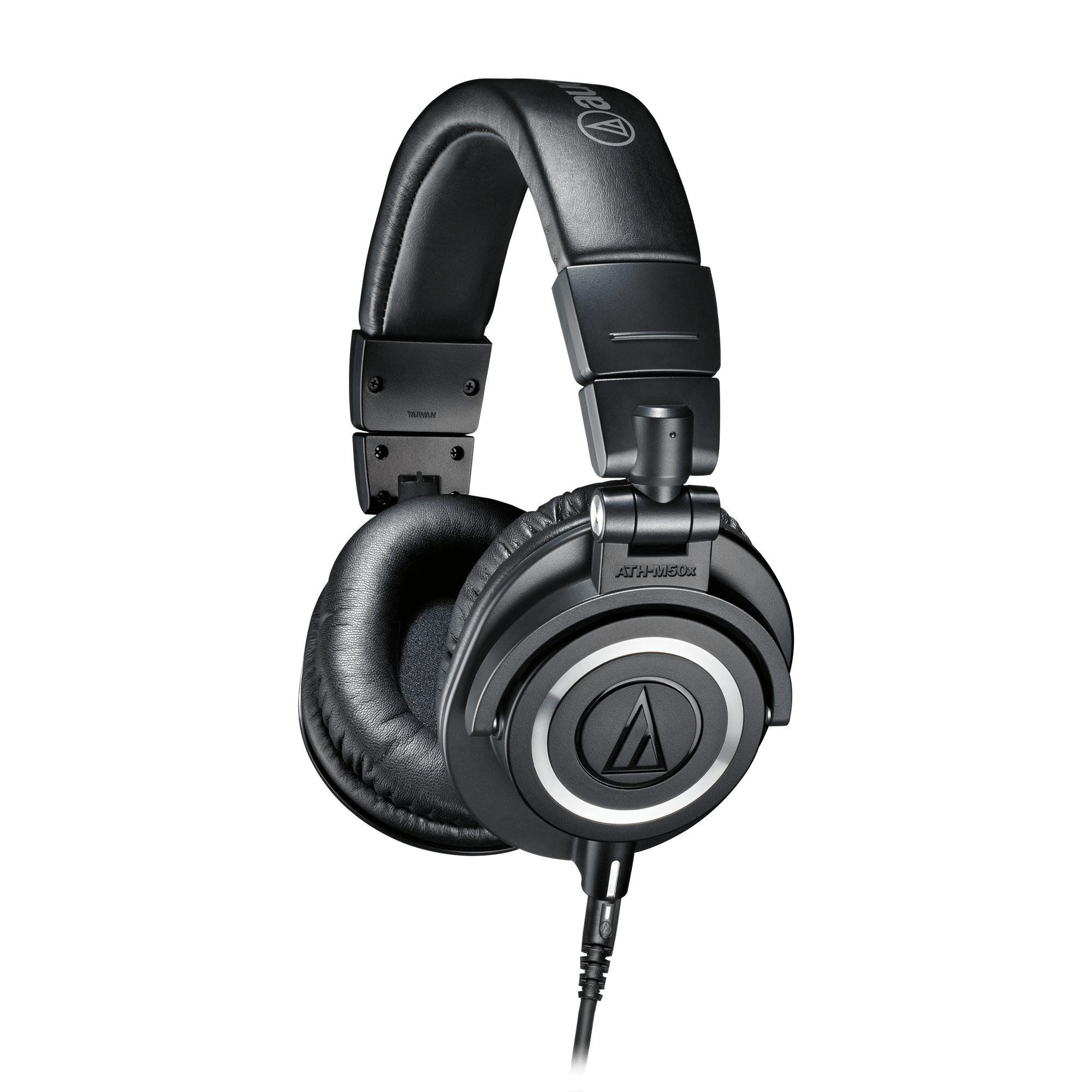 Audio-Technica ATH-M50x black studio headphones three-quarter view
