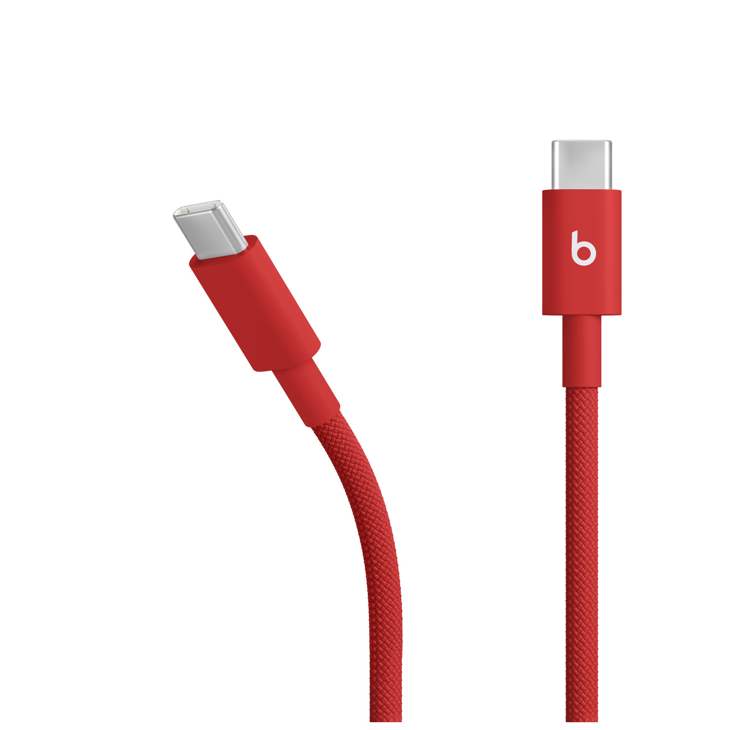 Beats USB-C to USB-C Woven Cable 1.5m Rapid Red showing both USB-C connectors