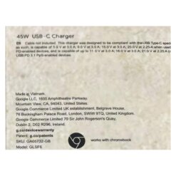Google 45W USB-C Charger GA05732-GB box back specifications