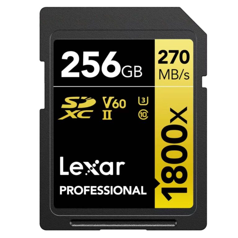 Lexar Professional 1800x GOLD 256GB SDXC UHS-II Memory Card – 270MB/s