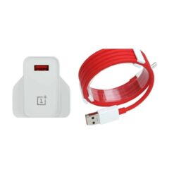 OnePlus Warp Charge 30W UK power adapter with red Dash data cable