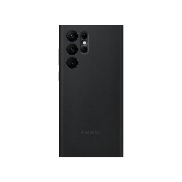 Samsung Galaxy S22 Ultra Smart Clear View Cover Black rear view with camera cut-outs