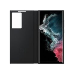 Samsung Galaxy S22 Ultra Smart Clear View Cover Black fully open front and inside