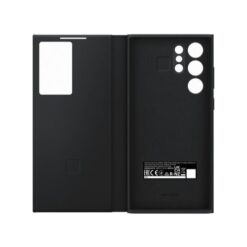 Samsung Galaxy S22 Ultra Smart Clear View Cover Black fully open rear view