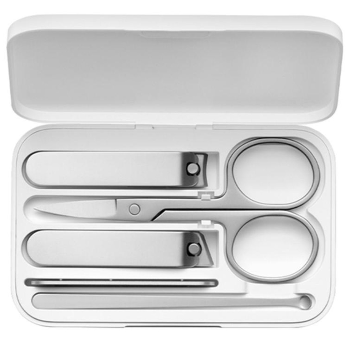 Xiaomi nail clipper set – tools in moulded case, top view